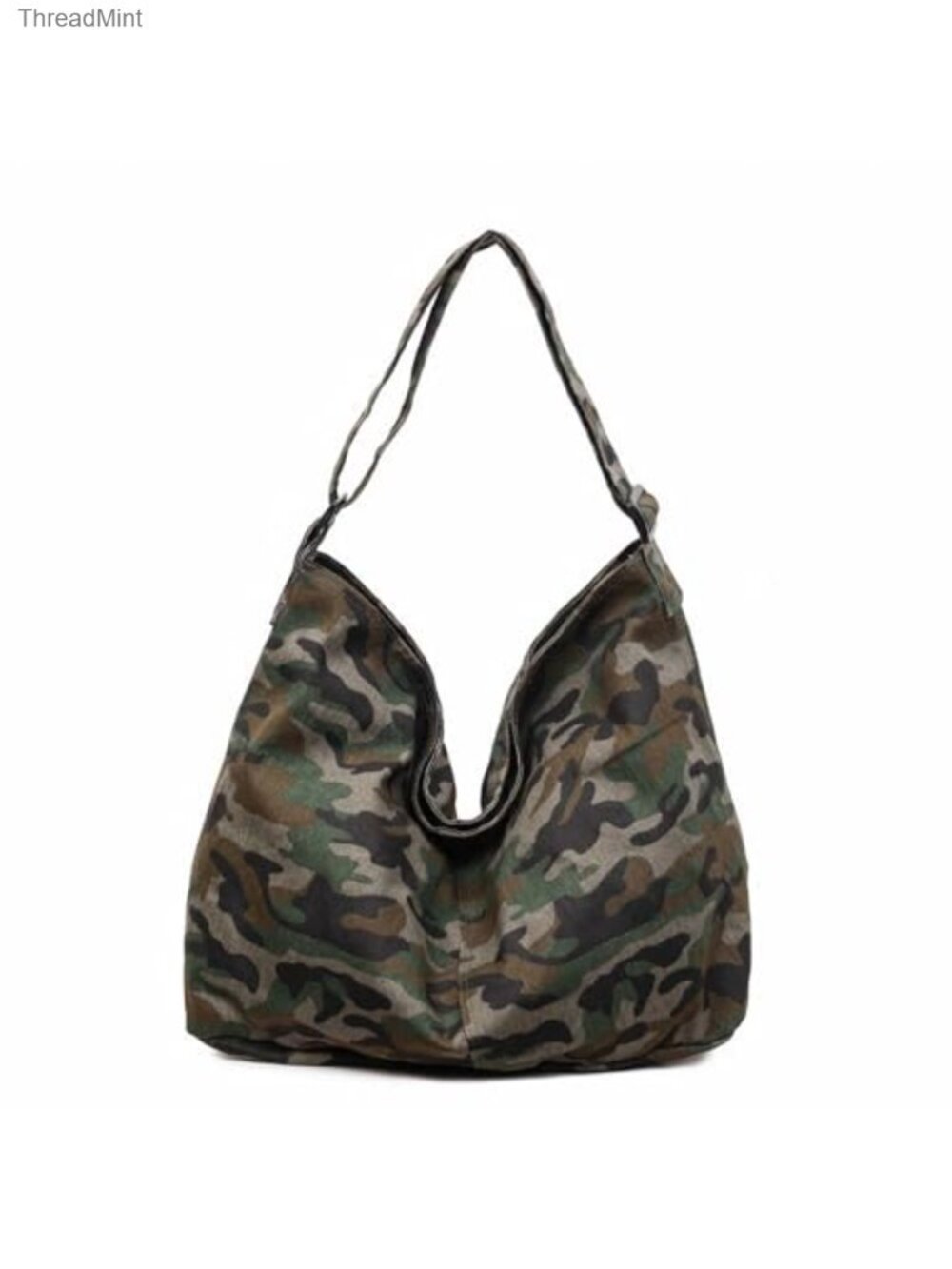 Canvas Crossbody Messenger Bag for Women, Large Hobo Tote, Vintage Camo,